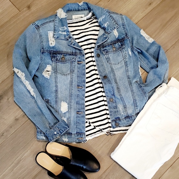 Ci Sono Jackets & Blazers - Distressed Denim Jacket